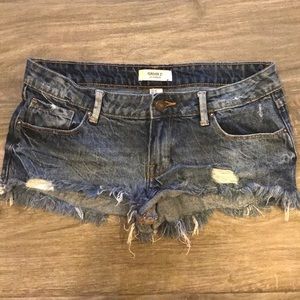 Denim cheeky shorts
